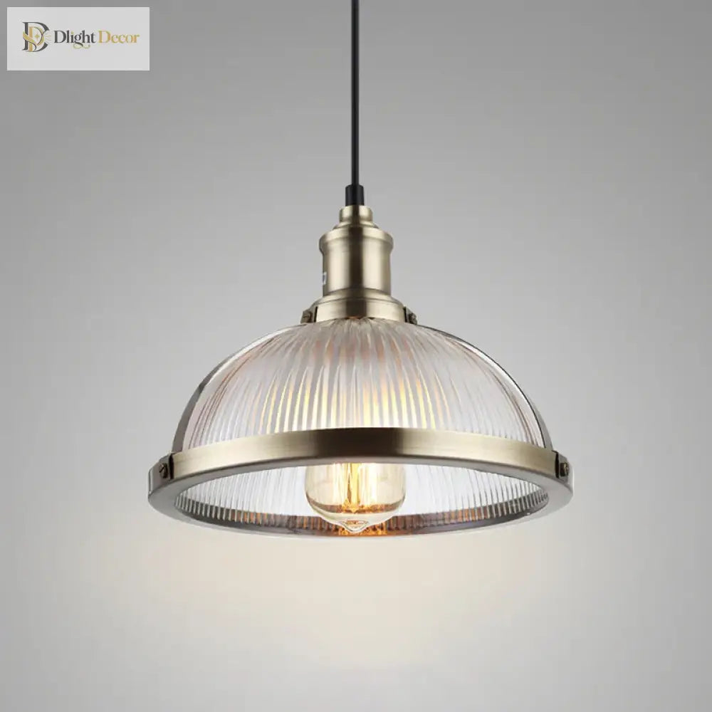 Vintage Glass Shade Hanging Lamp - Loft Luminaire Suspension Led Pendant For Dining Room And Office