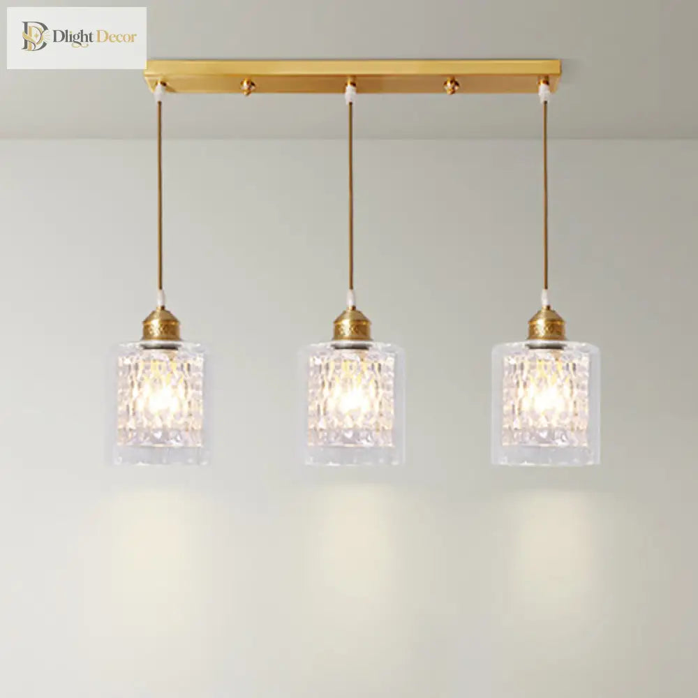 Leilani Modern Brass Pendant: Prismatic Glass Meets Chic Style