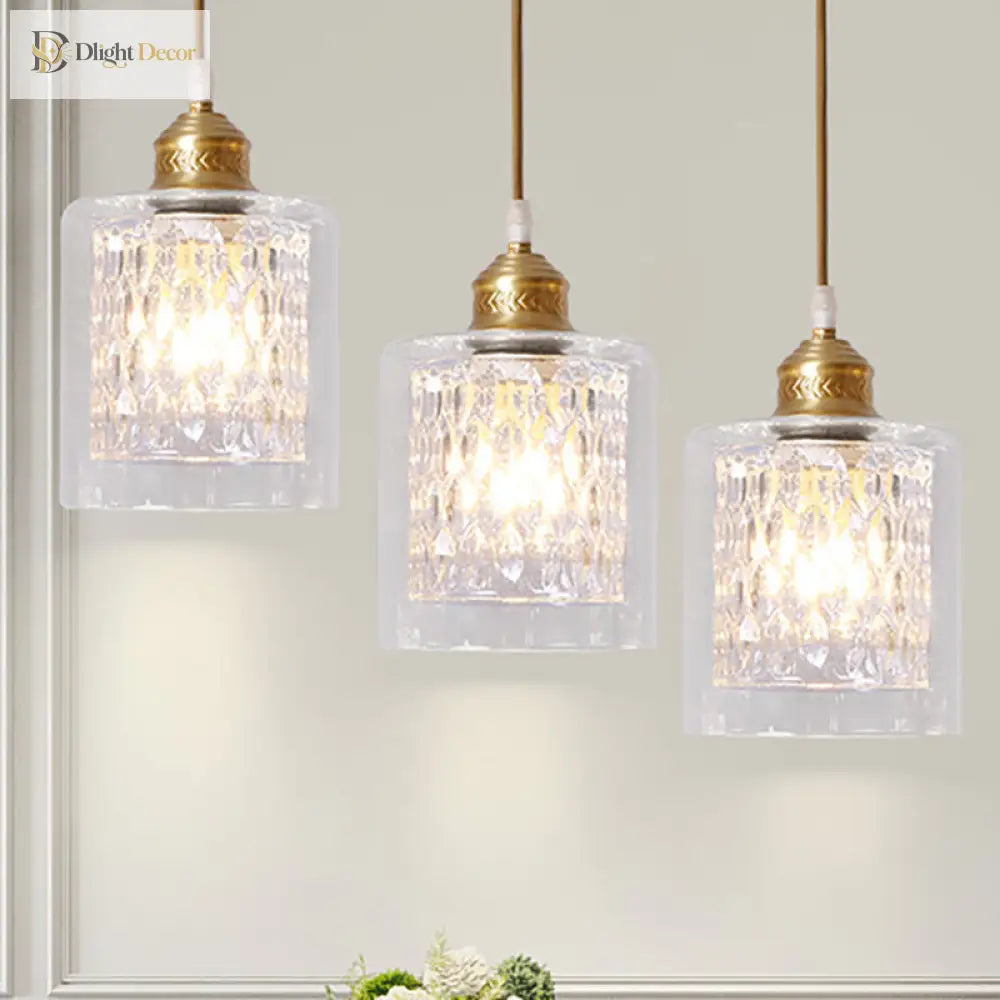 Leilani Modern Brass Pendant: Prismatic Glass Meets Chic Style
