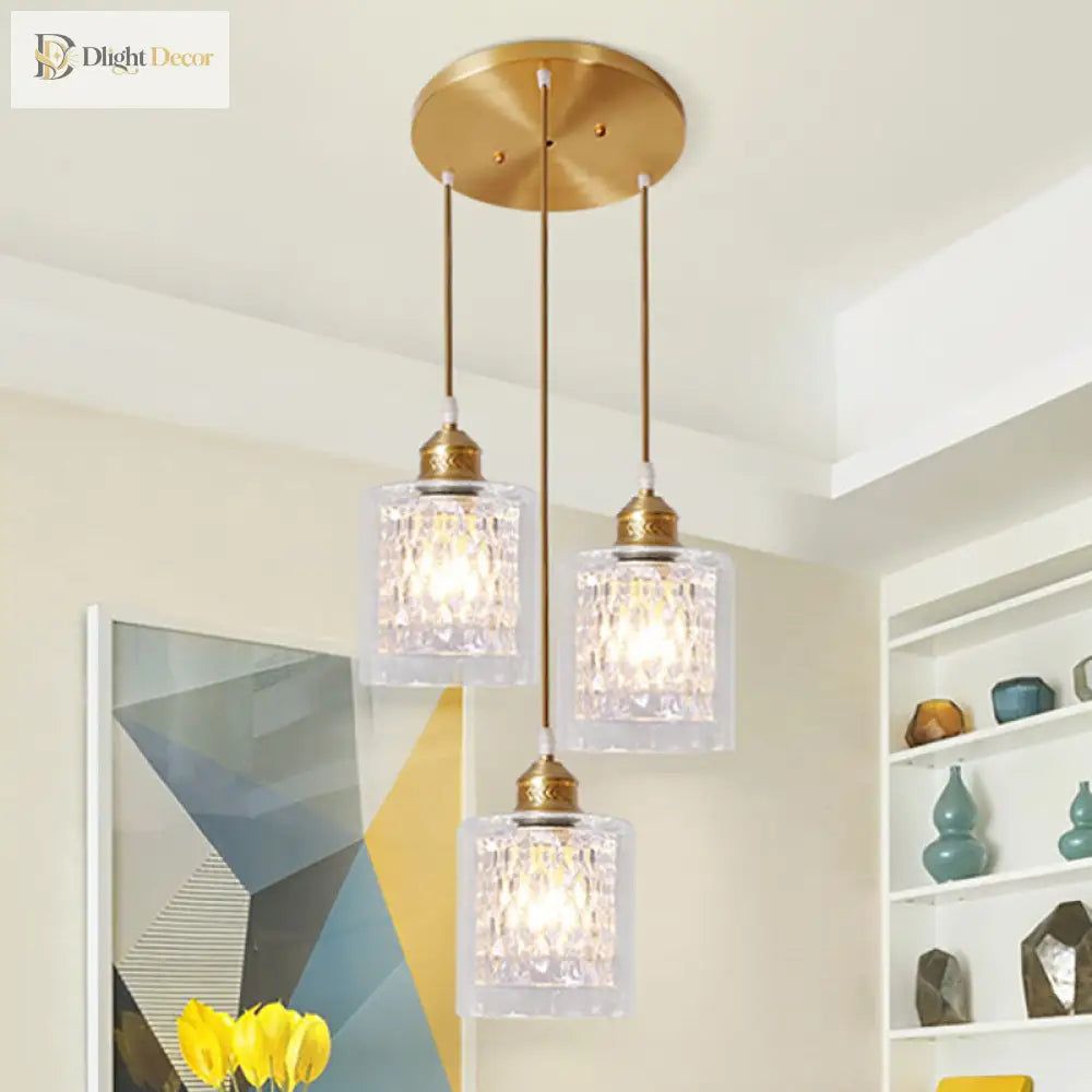 Leilani Modern Brass Pendant: Prismatic Glass Meets Chic Style
