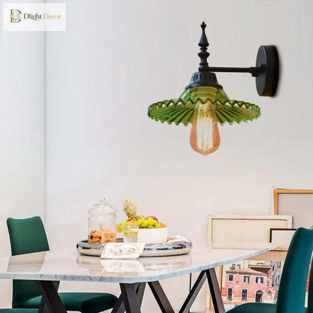 Light Up Your Space With Industrial Chic: The 1 - Light Black Sconce Clear/Green Glass