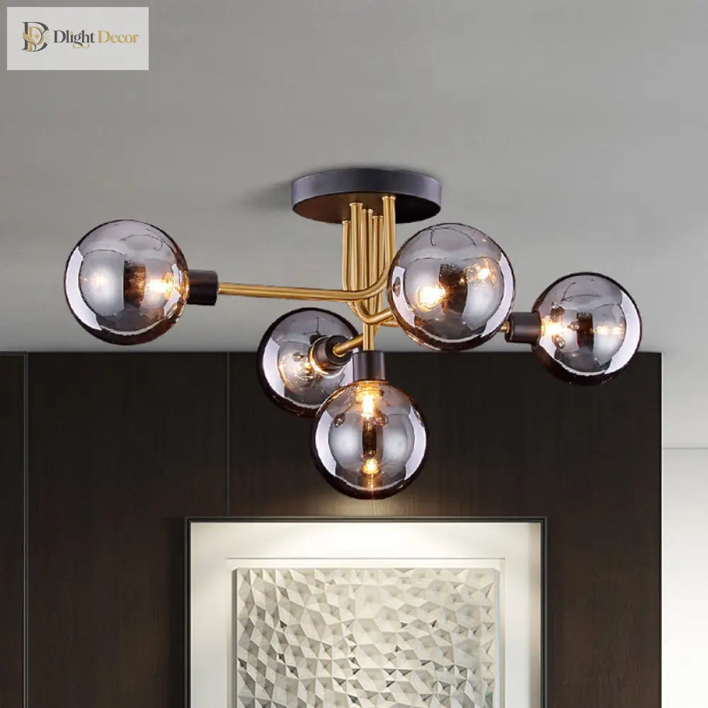 Lilliana Modern Smoke Glass Chandelier: Captivating Branching Design For Your Kitchen