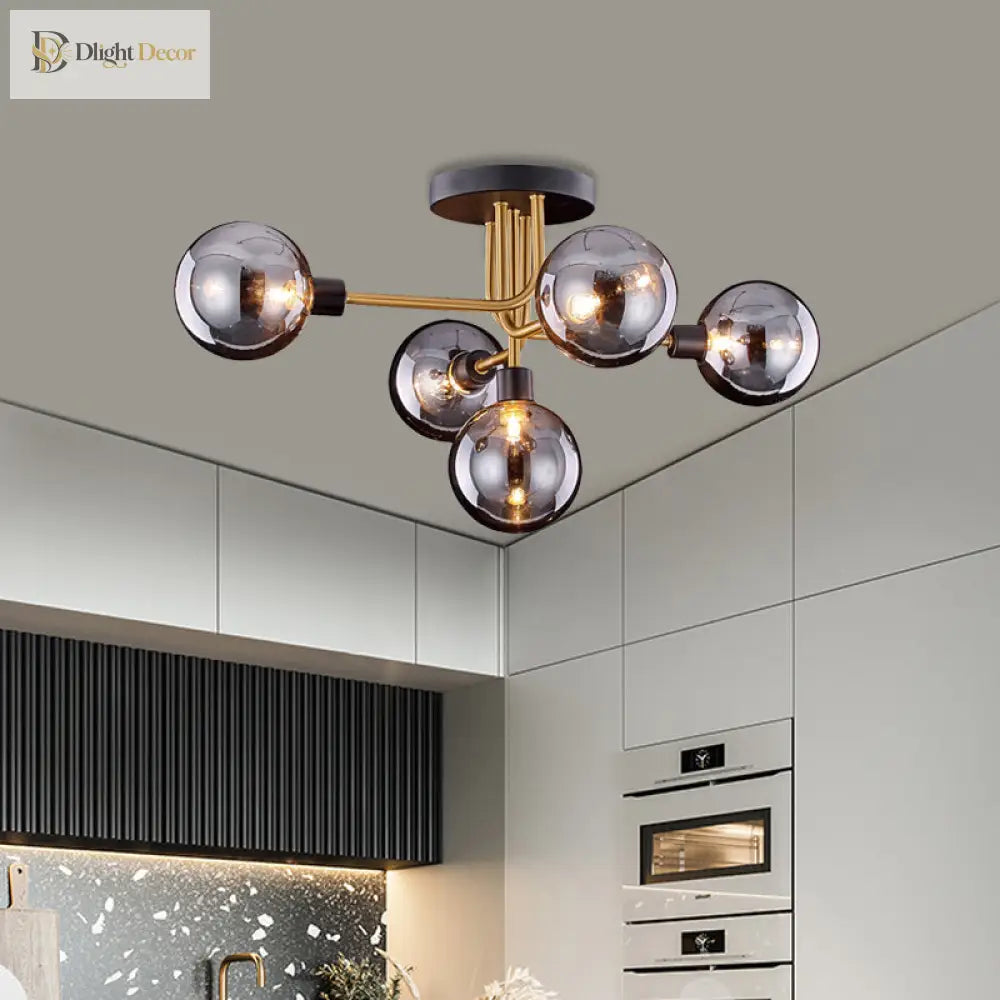 Lilliana Modern Smoke Glass Chandelier: Captivating Branching Design For Your Kitchen
