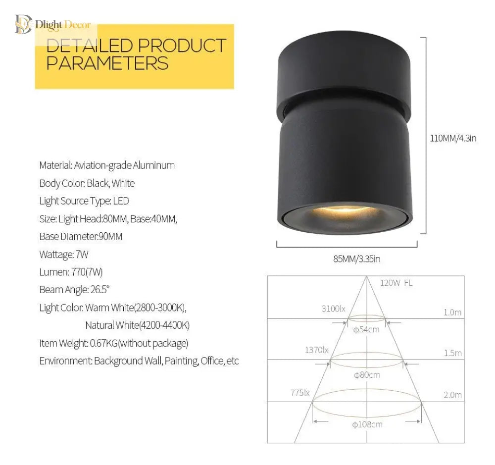 Lily’s Led Ceiling Light Surface Mounted With 360° Round Curve Rotation