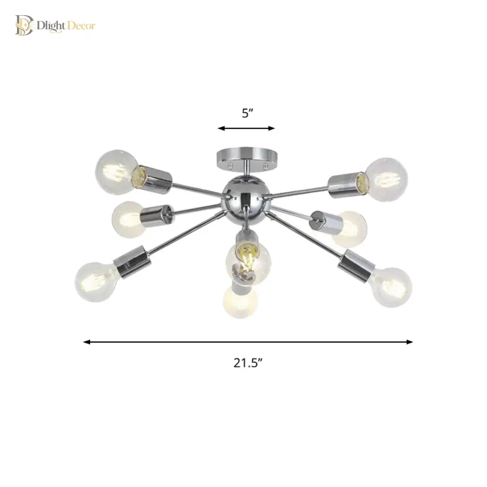 Lily’s Modern 8 - Head Metal Linear Semi Flush Mount Ceiling Lamp - Perfect For Restaurants Light
