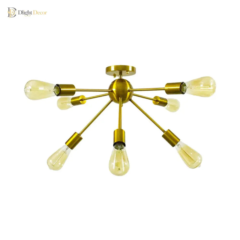 Lily’s Modern 8 - Head Metal Linear Semi Flush Mount Ceiling Lamp - Perfect For Restaurants Light