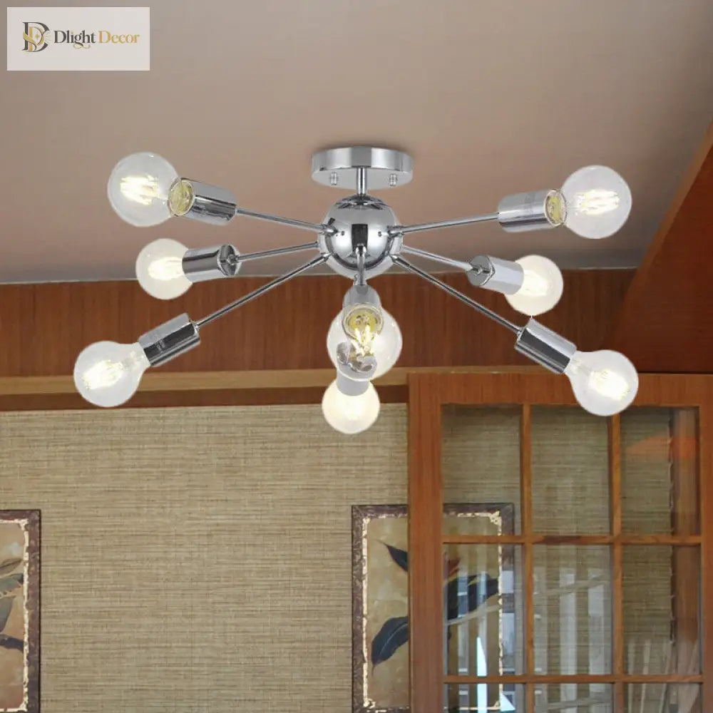 Lily’s Modern 8 - Head Metal Linear Semi Flush Mount Ceiling Lamp - Perfect For Restaurants Light