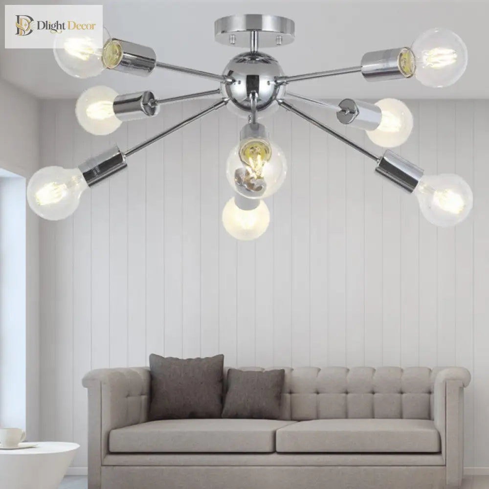 Lily’s Modern 8 - Head Metal Linear Semi Flush Mount Ceiling Lamp - Perfect For Restaurants Light