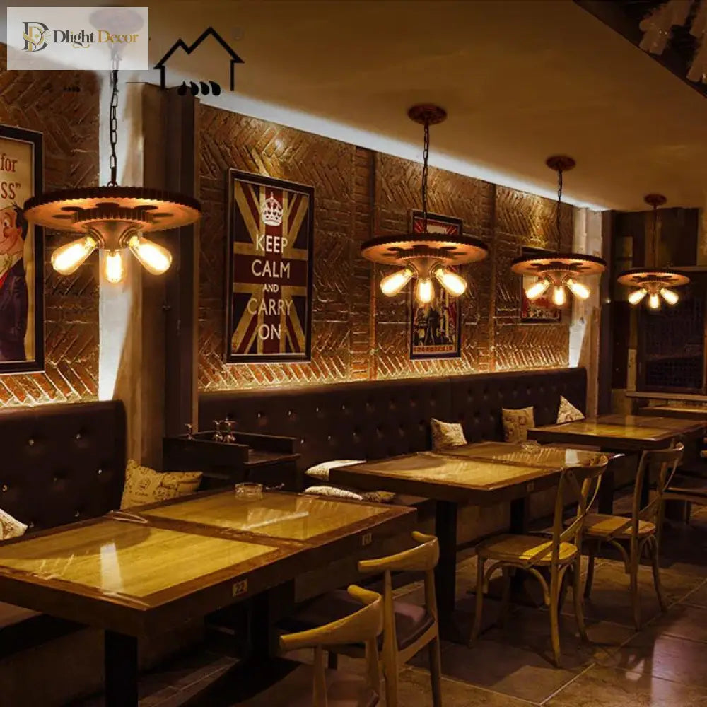 Loft Retro Industrial Iron Chandelier Pendant Lamp - Personality Fixture For Hotel Restaurant Bar