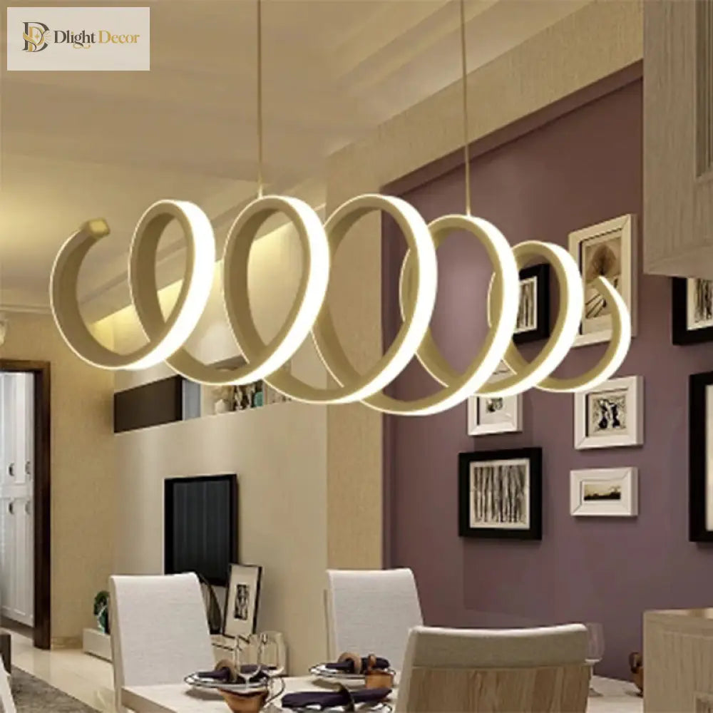 Logan Modern Spiral Pendant - White Led Light With Adjustable Brightness