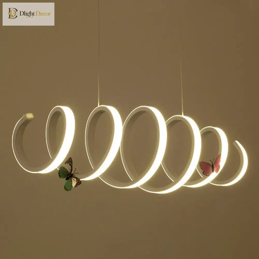 Logan Modern Spiral Pendant - White Led Light With Adjustable Brightness