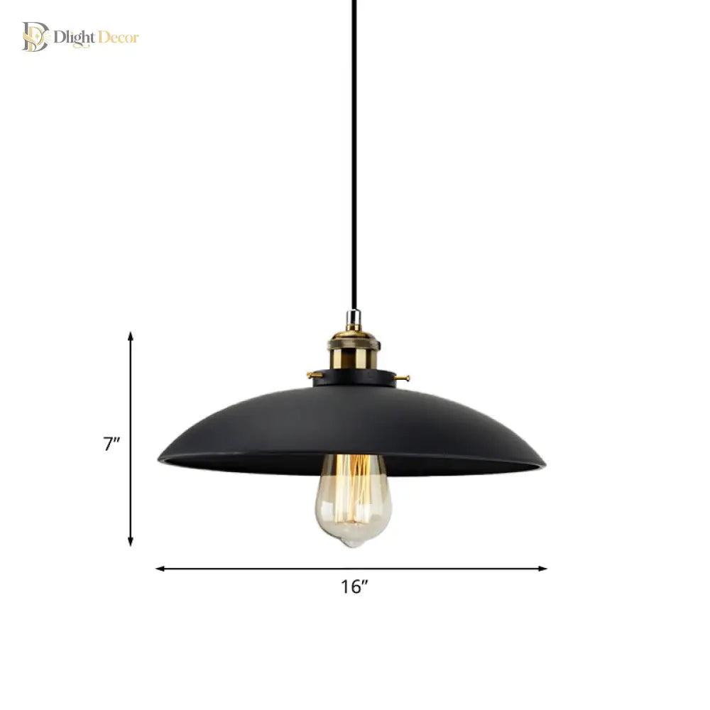 London - Modern Industrial Pendant Light With Black Saucer Shade