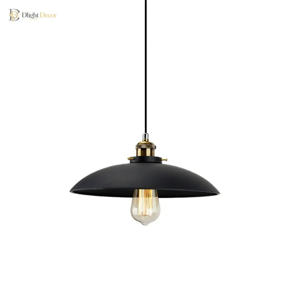 London - Modern Industrial Pendant Light With Black Saucer Shade