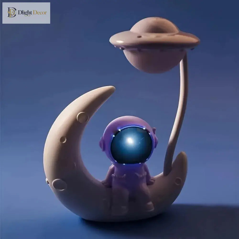 Lumibubs Astronaut Moon Desk Lamp, LED Study Light & Night Light for Kids Bedroom - WHITE / WHITE - Night Light
