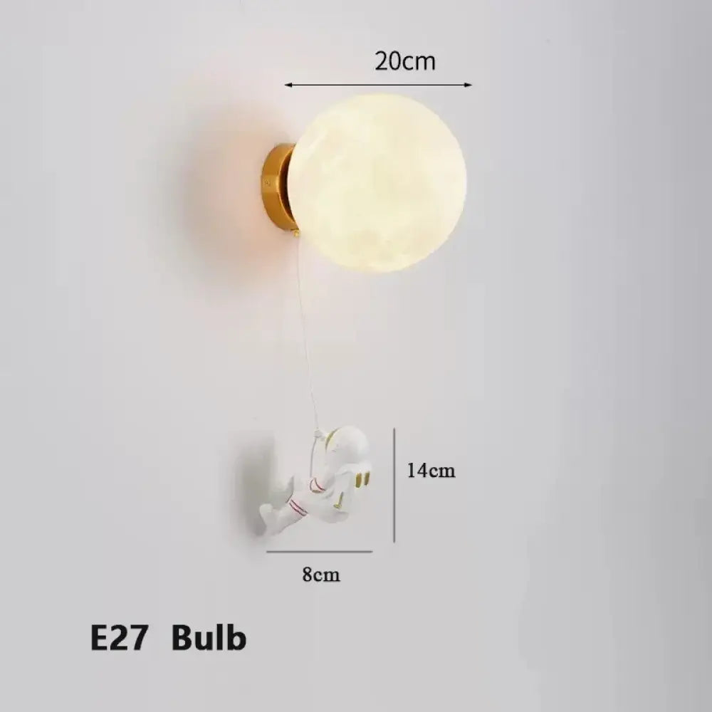 Lumibubs Astronaut Moon Wall Lamp, 3D Printed Space Light for Kids Bedroom - 20CM-No Switch / Cool White(5500-7000K)