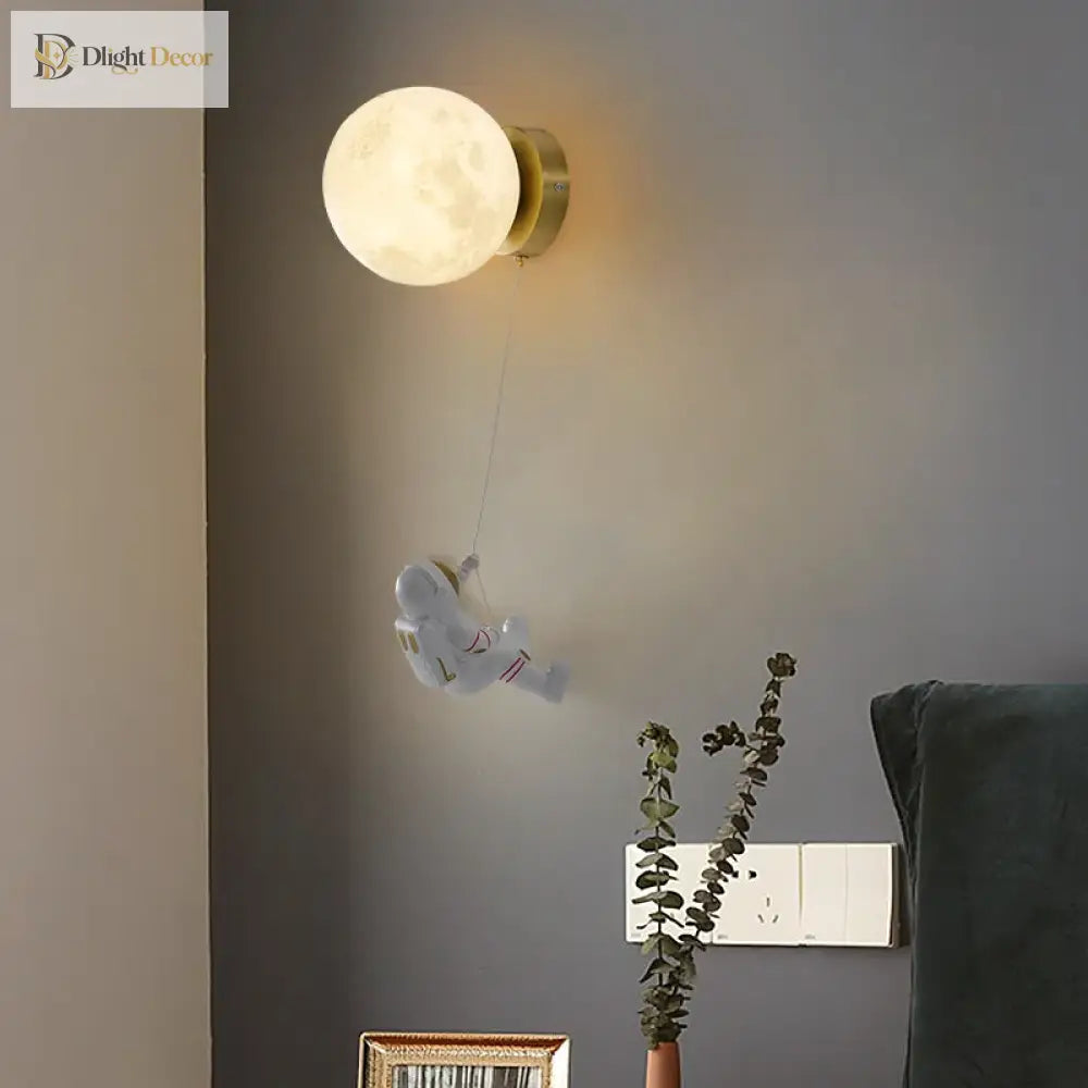 Lumibubs Astronaut Moon Wall Lamp, 3D Printed Space Light for Kids Bedroom - wall Lamp