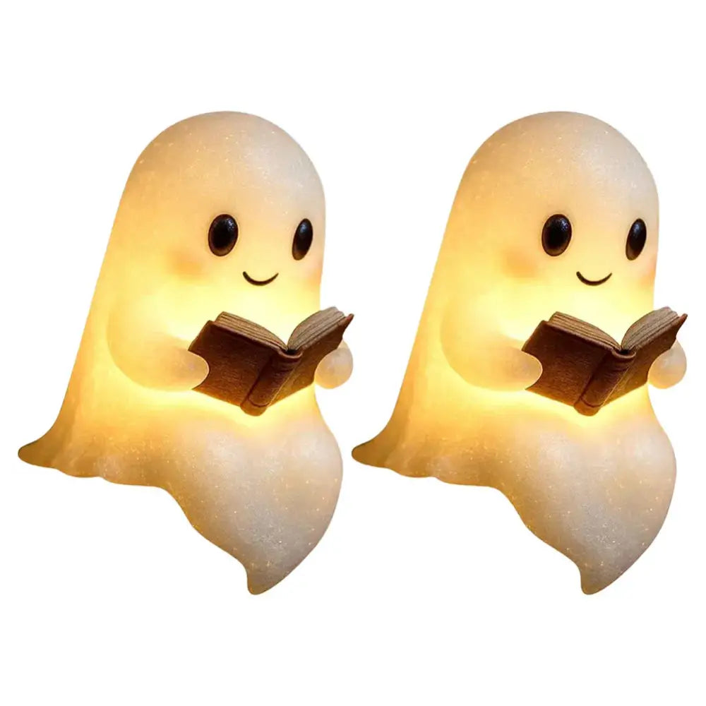 Lumibubs Ghost Reading Night Light, Cute Halloween LED Desk Lamp for Book Lovers - 2Pcs Small - Night Light