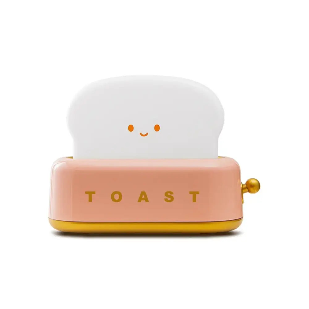 Lumibubs Happy Toast Night Light, Cute Rechargeable Bedside Lamp for Kids & Adults - Pink - Night Light