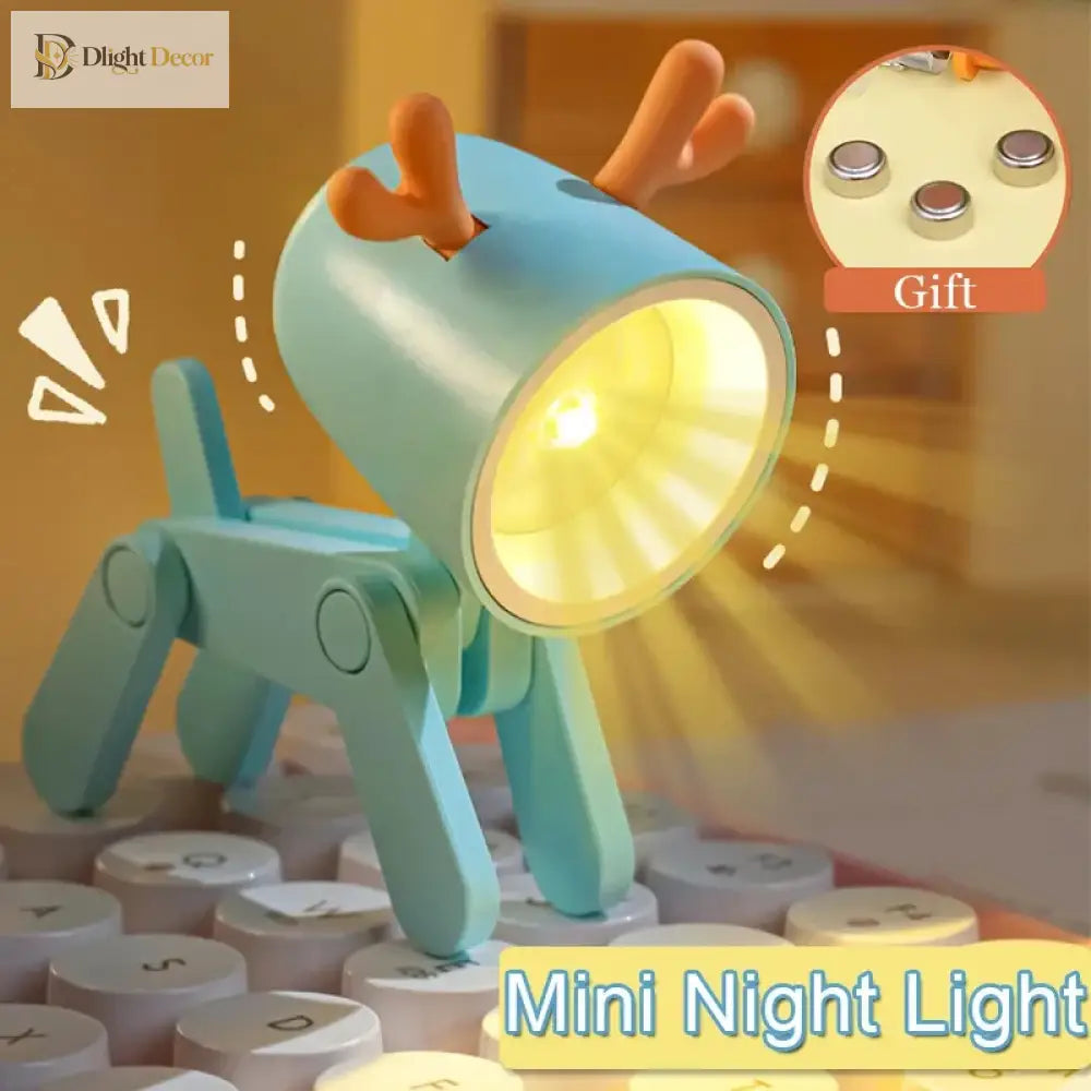 Lumibubs Mini Folding Animal Desk Lamp, Cute Dog & Deer LED Night Light for Kids - Night Light