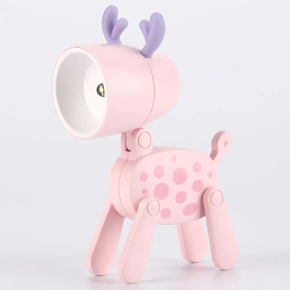 Lumibubs Mini Folding Animal Desk Lamp, Cute Dog & Deer LED Night Light for Kids - B Pink deer - Night Light