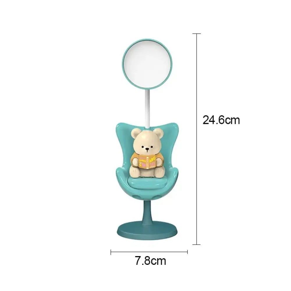 Lumibubs Reading Bear Desk Lamp, 3-Level Dimming Study Light with Phone Holder for Kids - Blue - Night Light
