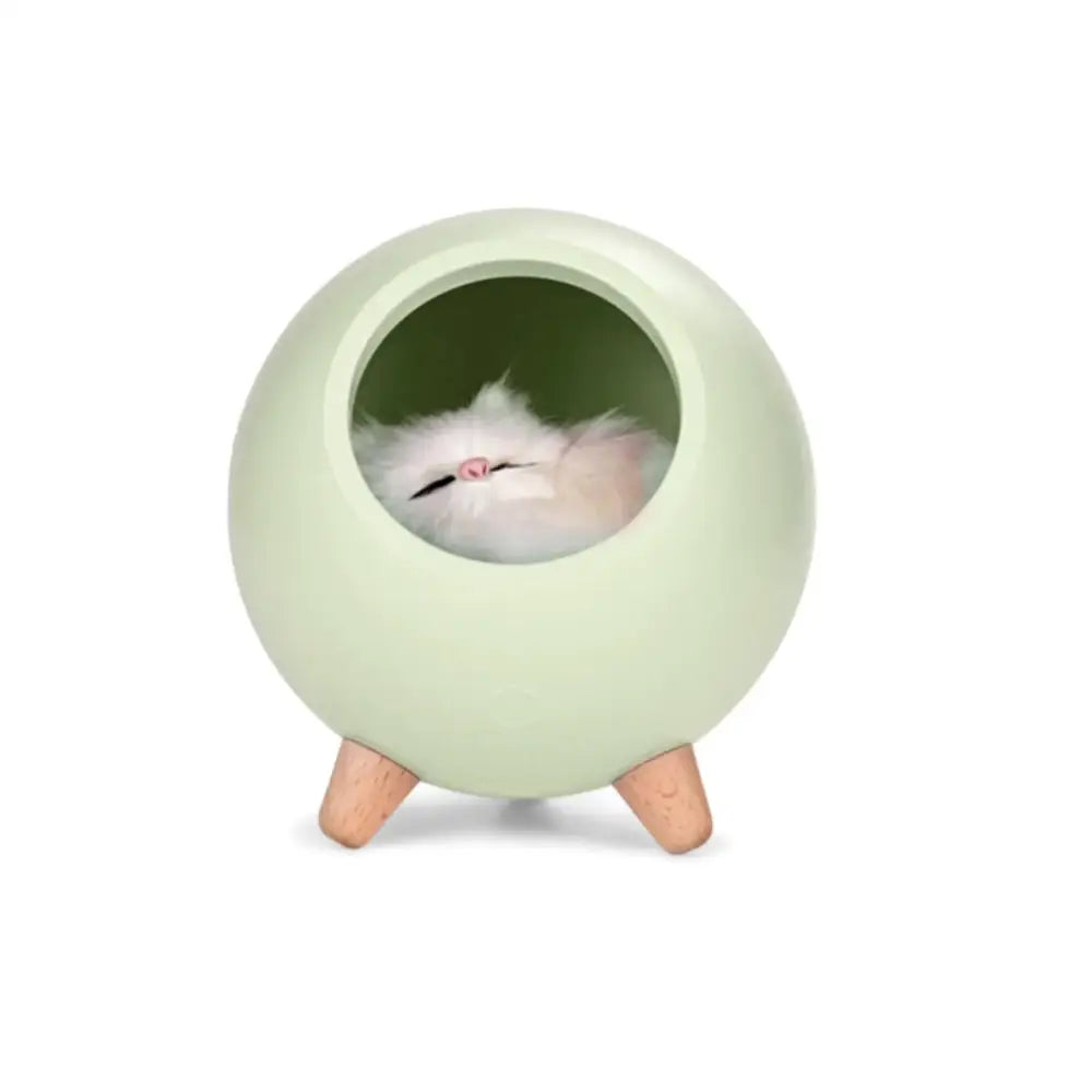 Lumibubs Sleeping Cat Egg House Night Light, Touch Control USB Rechargeable Atmosphere Lamp - green / 1pc - Night Light