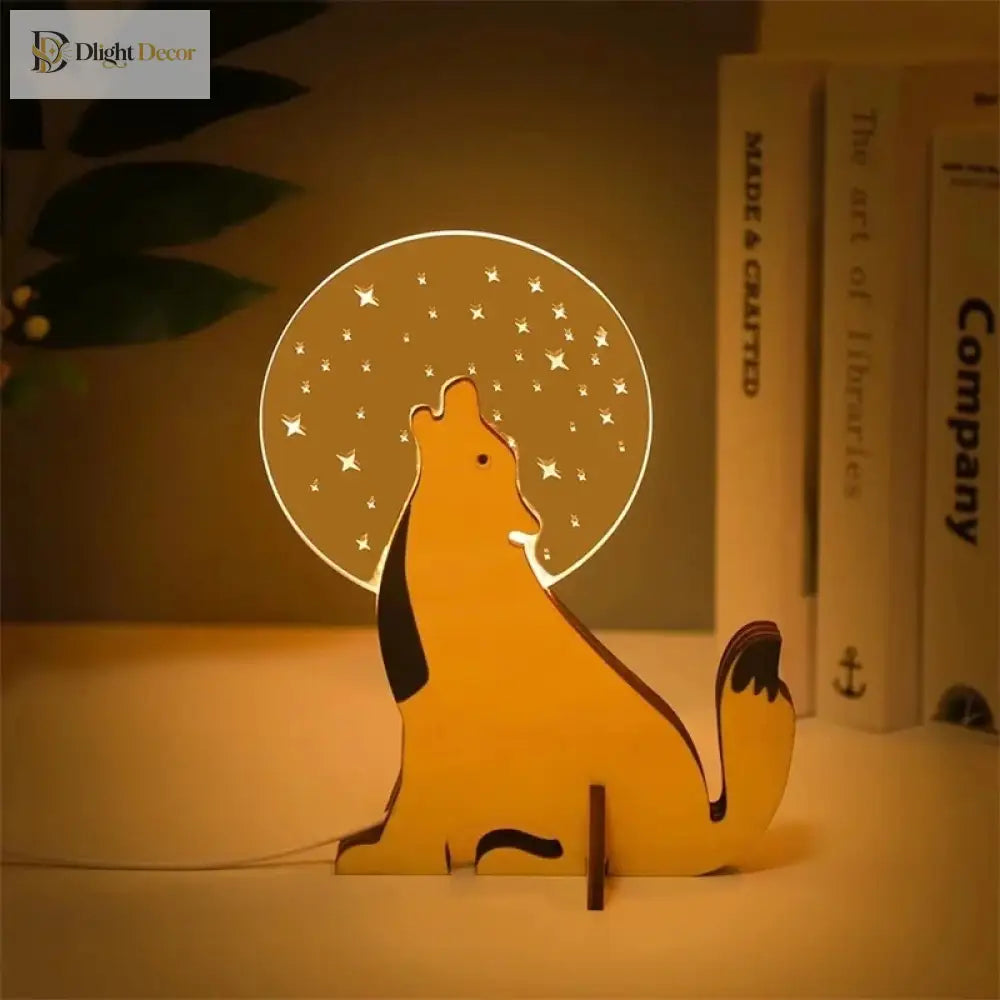Lumibubs Wooden Animal Glow Lamp, Laser Cut LED Night Light for Kids Bedroom & Home Decor - Table Lamp