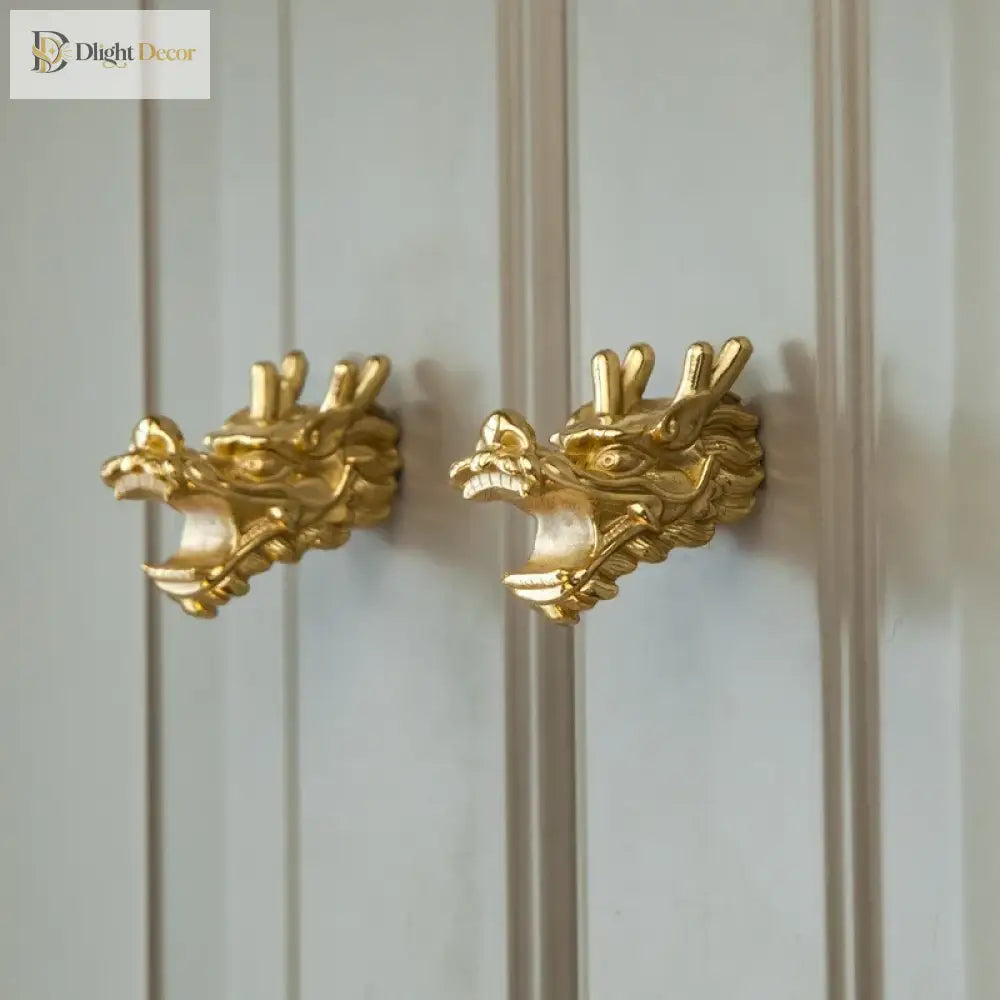 Luxury Brass Solid Handle Pure Copper Animal Shape High-grade Gold Wardrobe Dresser Drawer Cabinet Pulls Furniture