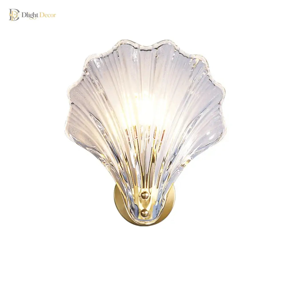 Madison - Fancy Modern Glass Shell Lampshade Indoor Bathroom Waterproof Next Wall Lamp Led Brass