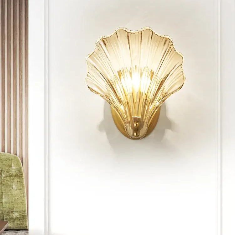 Madison - Fancy Modern Glass Shell Lampshade Indoor Bathroom Waterproof Next Wall Lamp Led Brass