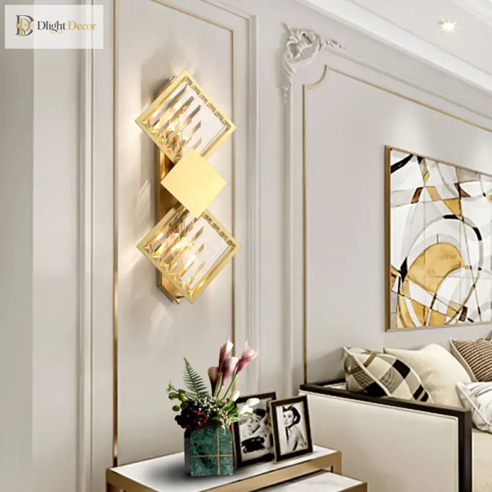 Malaya - Living Room Villa Hotel New Wall Lamp Creative Golden Crystal High - End Luxury Atmosphere
