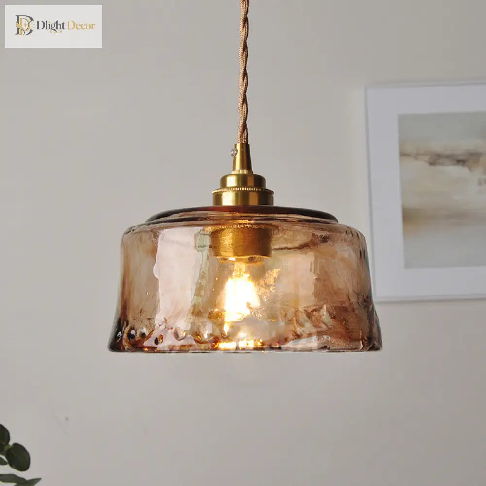 Margaux’s Rustic Dining Room Pendant Lamp - Amber Alabaster Glass In Brass Finish Pendant Light