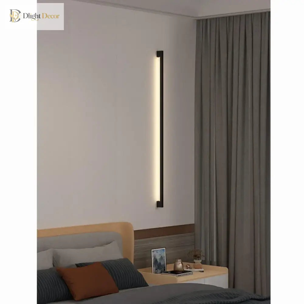 Modern Extremely Narrow Black Long Strip Wall Lamp - Ideal For Corridor Bedroom Bedside Living Room