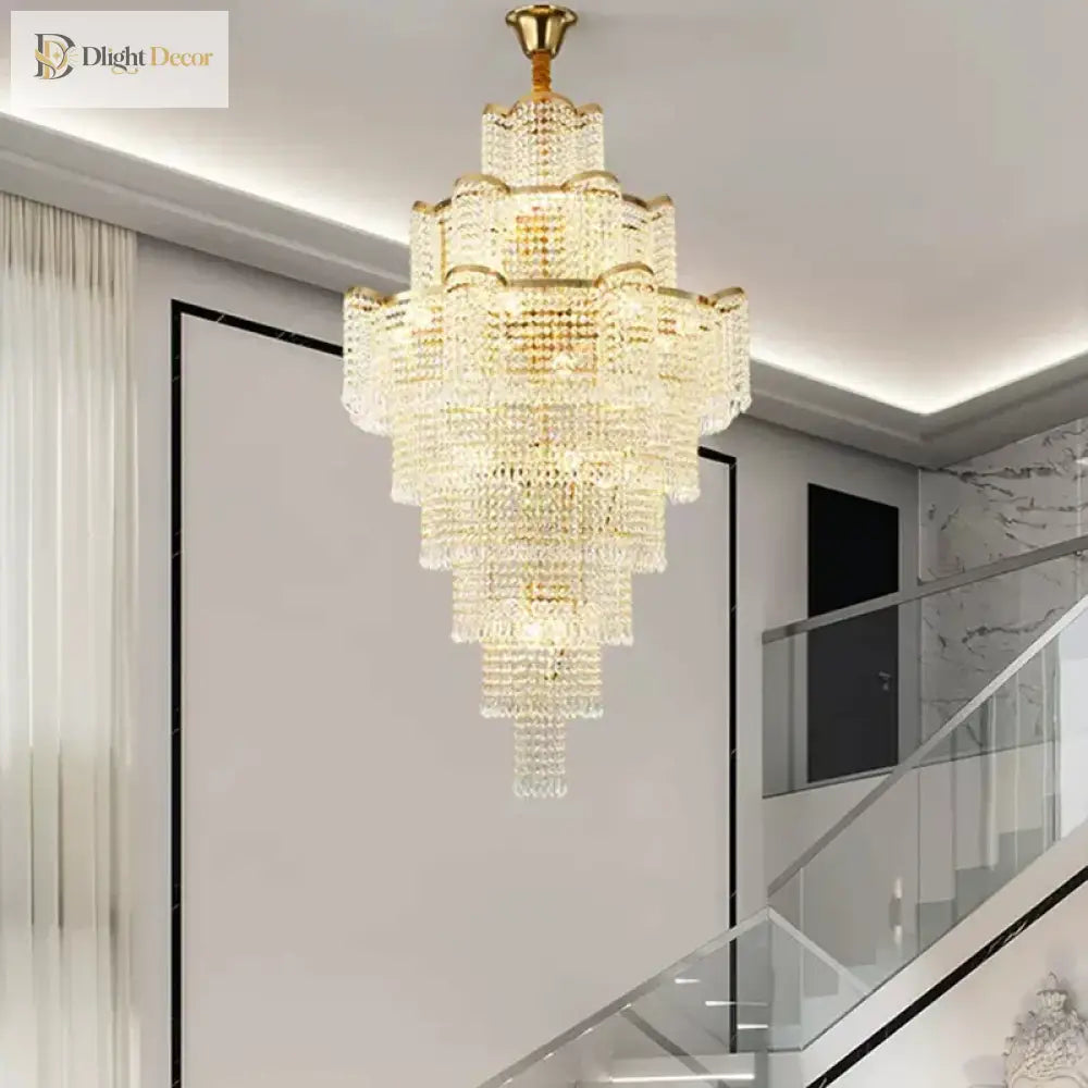 Modern Luxury Long Chandelier - Opulent Illumination For Staircases Villa Lobbies High Ceilings And
