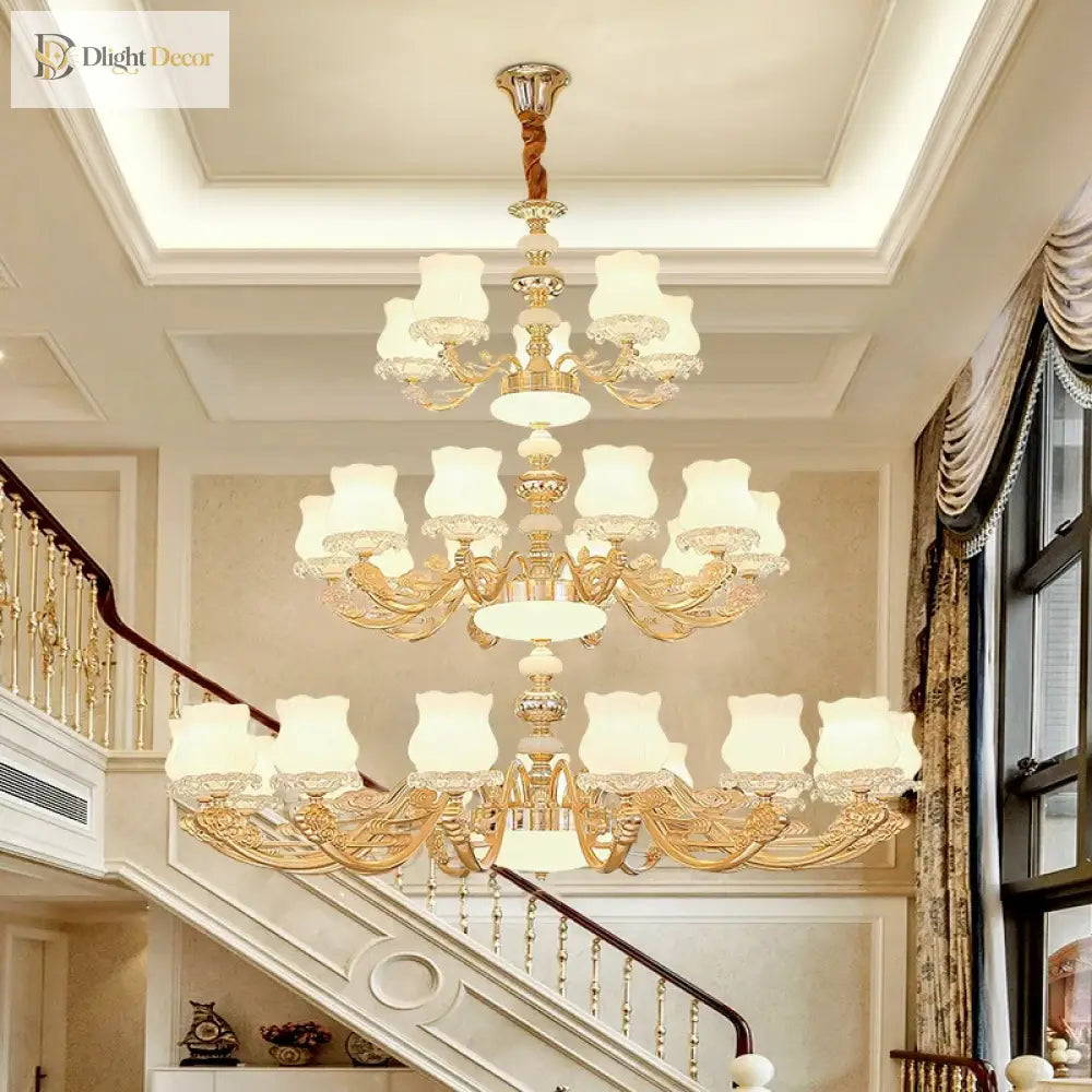 European Style Duplex Building Chandelier - Simple Elegance For Large Living Rooms Hallways And