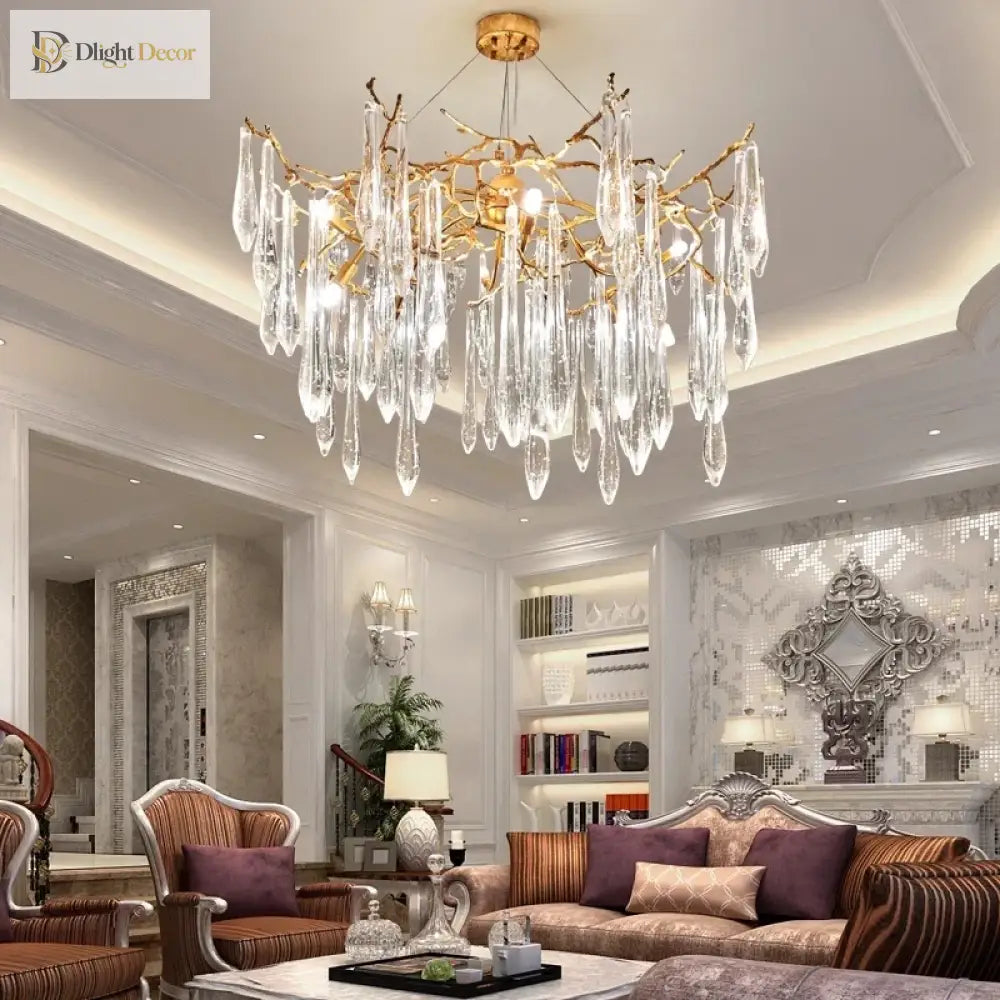 Modern Crystal Chandeliers - Luxury Living And Dining Room Lighting With Bar Design Featuring