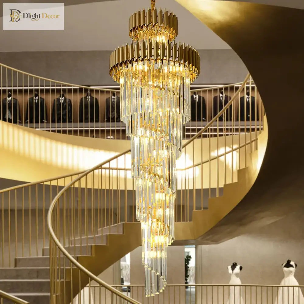 Luxury Modern Crystal Chandelier - Opulent Illumination For Long Lofts Villa Lobbies And Chic