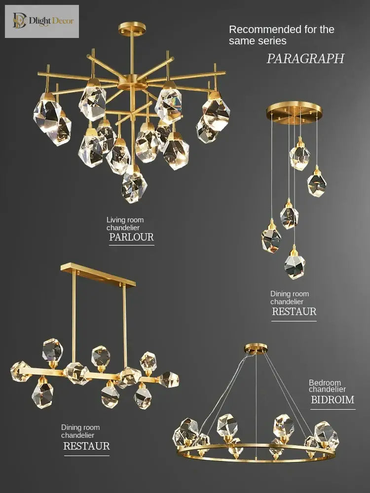 Luxury Crystal Living Room Chandelier - Modern Decor Pendant Light Fixture For Bedrooms Dining