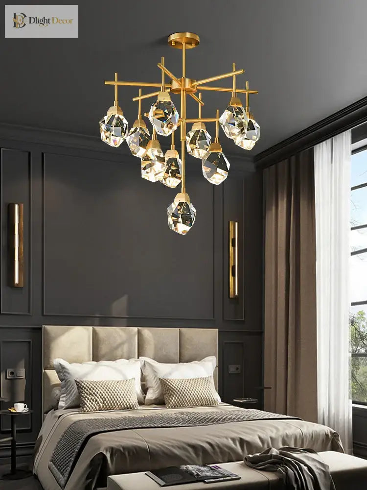 Luxury Crystal Living Room Chandelier - Modern Decor Pendant Light Fixture For Bedrooms Dining