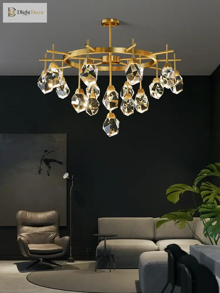 Luxury Crystal Living Room Chandelier - Modern Decor Pendant Light Fixture For Bedrooms Dining