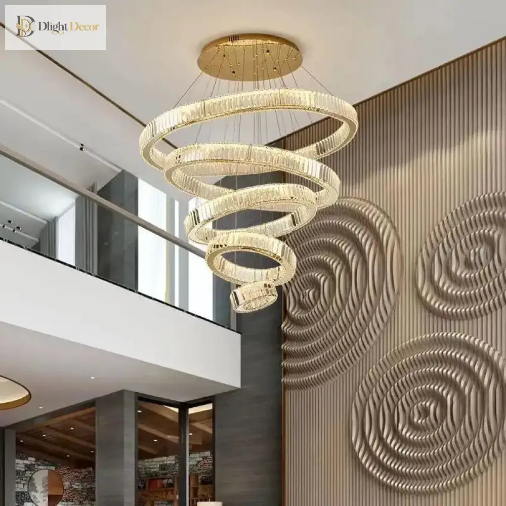 Modern Luxury Crystal Chandeliers - Golden Chandelier Lighting For Living Rooms Stairs And Duplex