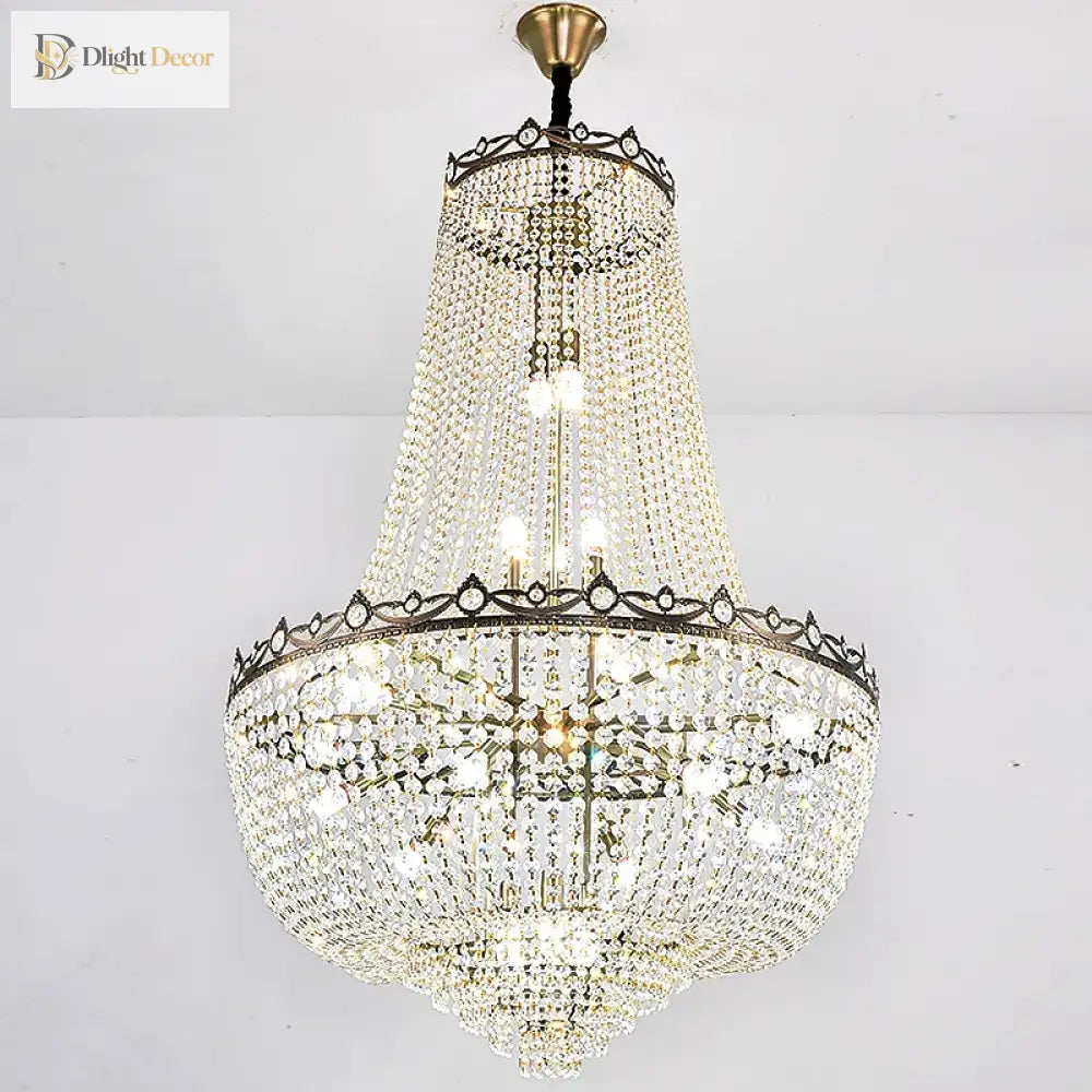 Elegant Crystal Chandelier For Duplex Buildings - A Modern Luxury Fixture Living Rooms Dining