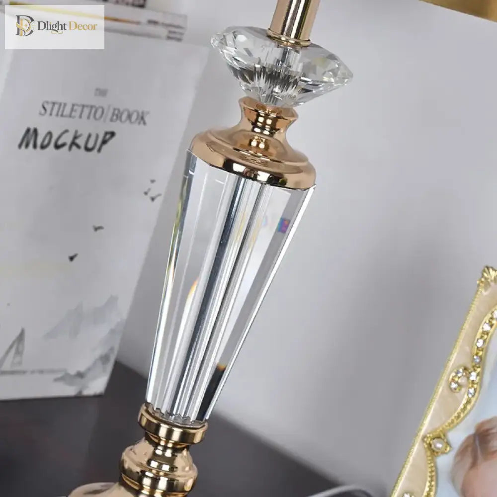 Sarok Modern Crystal Table Lamp - White Luxury Led Desk For Home And Office Decor