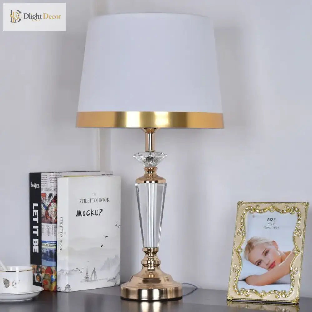 Sarok Modern Crystal Table Lamp - White Luxury Led Desk For Home And Office Decor
