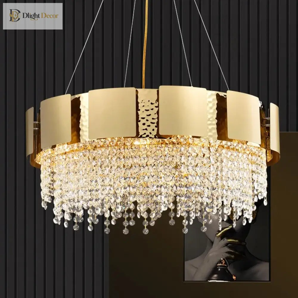 Modern Golden Stainless Steel Chandelier - Elegance For Living And Dining In Villas Duplex