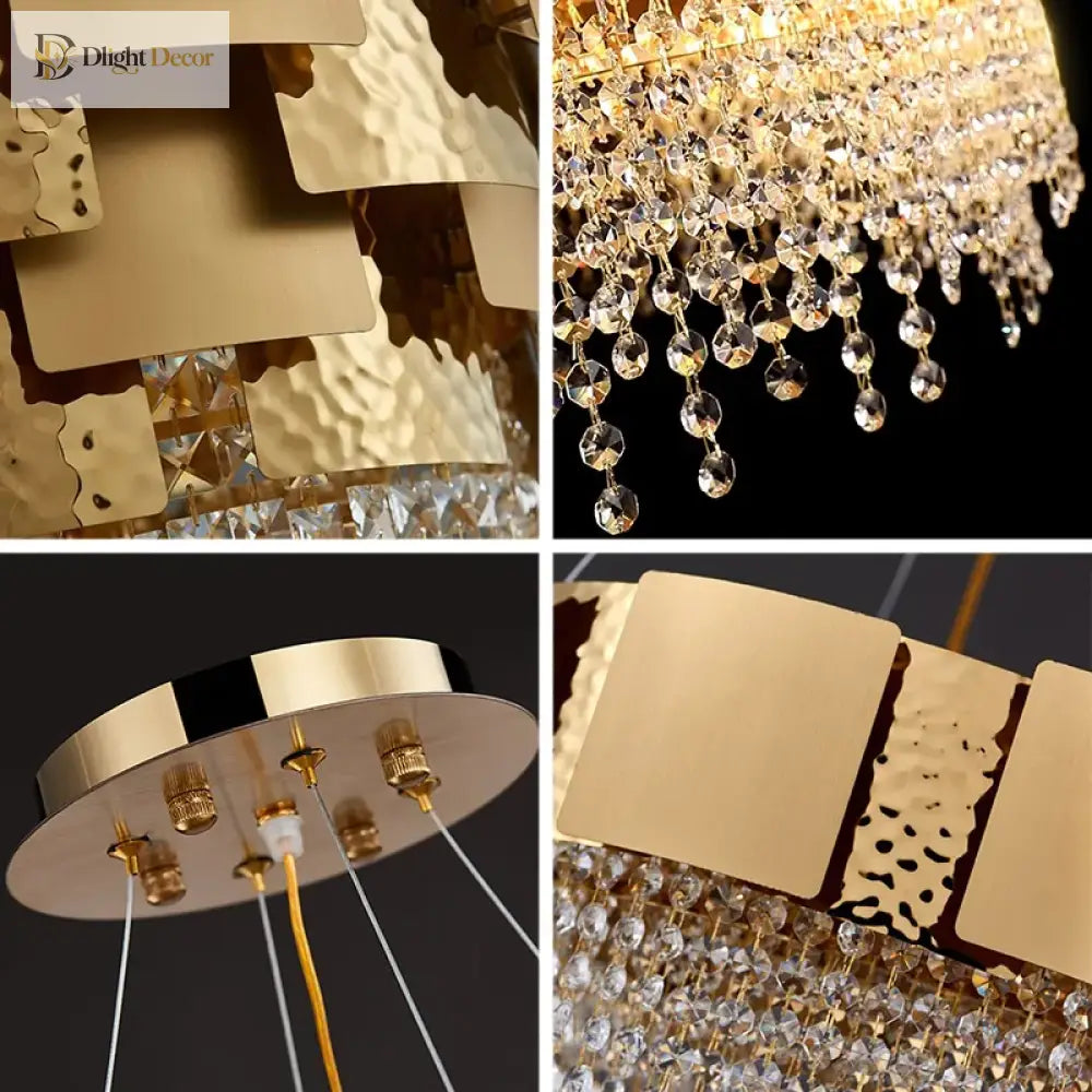 Modern Golden Stainless Steel Chandelier - Elegance For Living And Dining In Villas Duplex