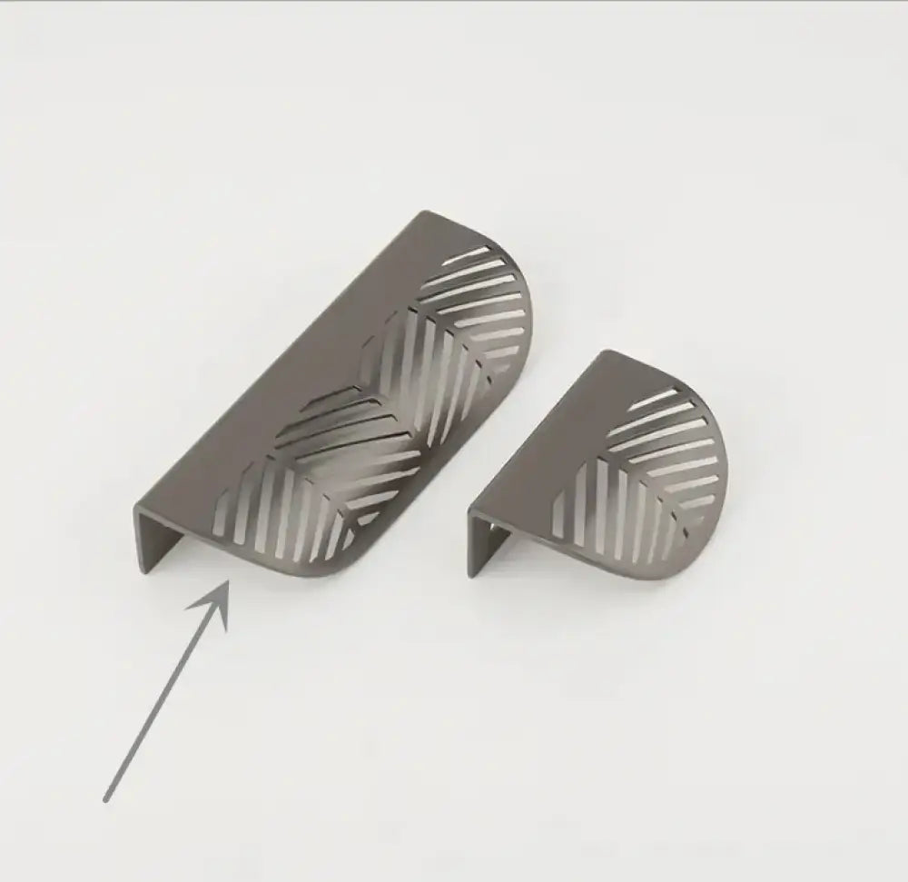 Modern Gold Leaf Cabinet Handles - Brushed Zinc Alloy Hollow Pulls for Furniture and Drawers Large-Pearl Grey Handles