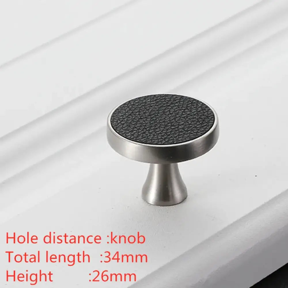 Modern Leather and Zinc Alloy Cabinet Handle – Elegant Drawer Pulls for Kitchen Wardrobe and Furniture (96mm) black