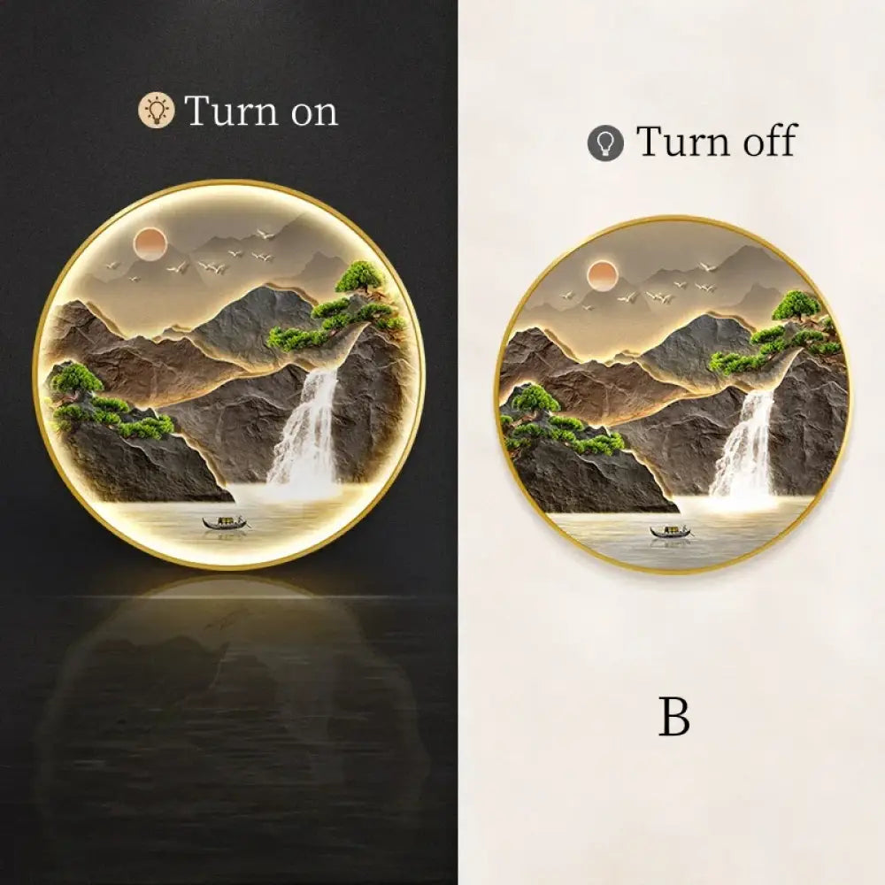 Dlight Decor Luxury Glow Round Wall Light for Interiors B / Dia 80cm / NON dimm warm light|Gold border Wall Art