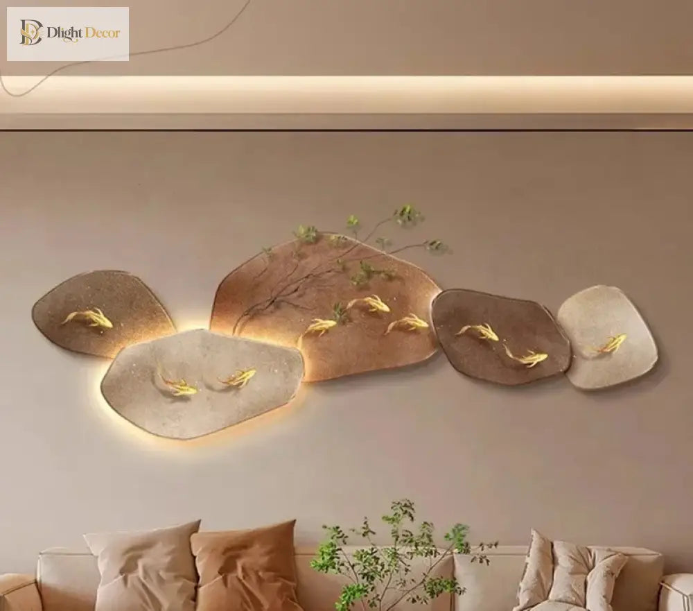 Dlight Decor 3D Nine Fish Wall Lamp Mural Art Wall Art